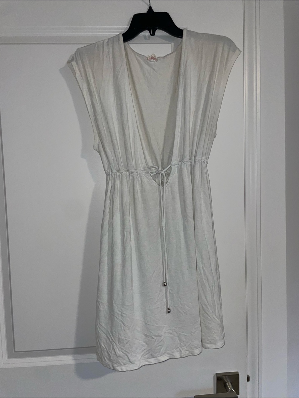 White Drawstring Waist Sleeveless coverup